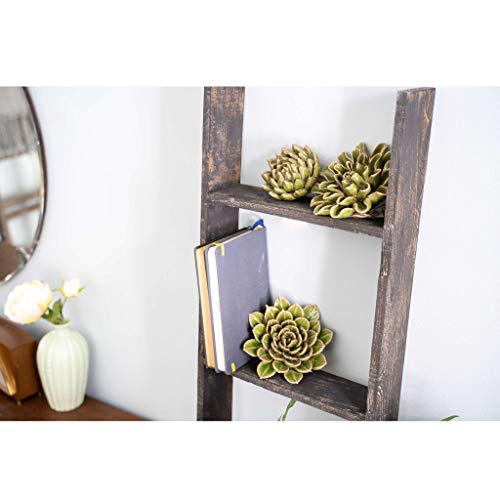 BarnwoodUSA Rustic Farmhouse Blanket Ladder - Our 5 ft Ladder can be Mounted Horizontally or Vertically and is Crafted from 100% Recycled and Reclaimed Wood | No Assembly Required | Black