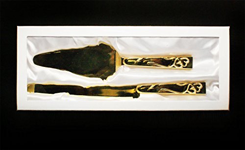 Gold Wedding Knife And Wedding Cake Server Set #TOP3