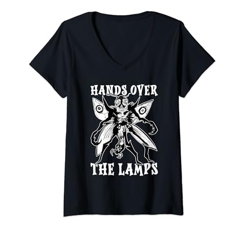 Funny Mothman Cryptid Cryptozoology Manos Sobre Las Lámparas Camiseta Cuello V