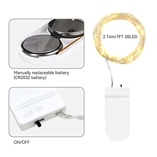 【16 Stück】 LED Lichterkette mit Batterie Klein, 2M 20LED Silberdraht Mini Lichterkette Batteriebetrieben, Micro Lichterkette Draht Wasserdichte für Weihnachten Hochzeit Party Innen Deko, WarmWeiß