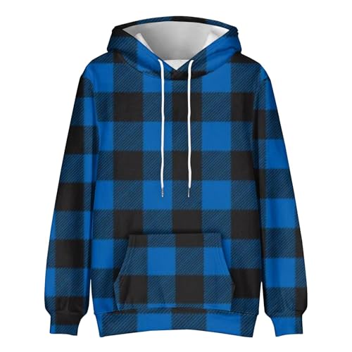 Ymosrh Men's Casual Hoodies, Long Sleeve Plaid Print Hooded Sweatshirts Fall Winter Hoodie Pullover, M-6XL2