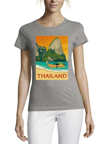 T-shirt Railay Beach coton femme gris pour raviver vos souvenirs de Thaïlande