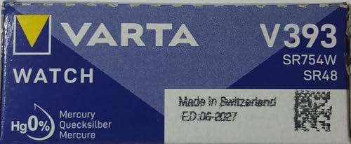 Image of Varta V393 silver oxide non-rechargeable coin battery, 1.55V, 1 piece, SR48, 65 mAh