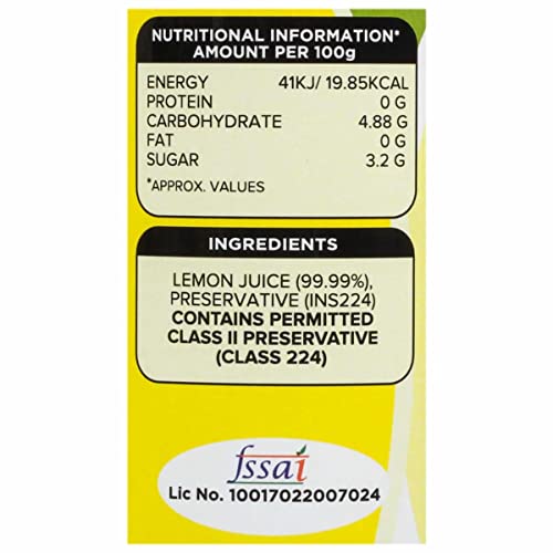 Image of Urban Platter Lemon Juice Concentrate in Glass Bottle, 190ml [Equivalent of 25 Lemons!]