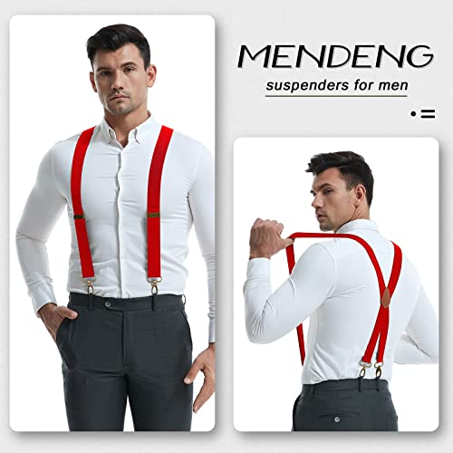 Image of MENDENG Suspenders for Men Heavy Duty Swivel Hooks Retro X-Back Adjustable Brace