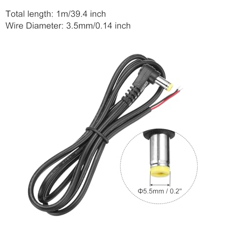 5 cables DC 5.5mm x 2.1mm ángulo 90° 1m miniatura 2