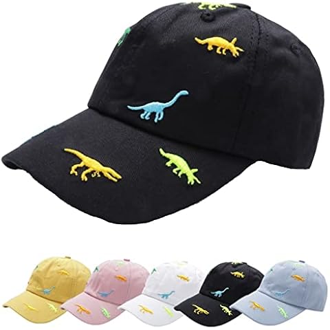 Boys Baseball Caps - Dinosaur Toddler Cap Kid Baseball Cap Sun Hat Cotton Embroidery Cute Fashion Adjustable Sports Camp Holiday Summer 3-4 Years Black Yellow White Blue Pink (Black) Cover