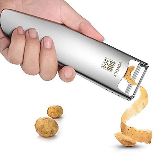 VOVOLY Vegetable Peeler With Blade protectio Cover, Potato Peelers for Kitchen,Thickened Durable Stainless Steel Blade Fruit Peeler - Veggie Peeler With Flat Design