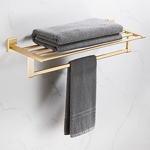 Porte-serviettes de bain suspendu avec étagère de rangement brossée murale