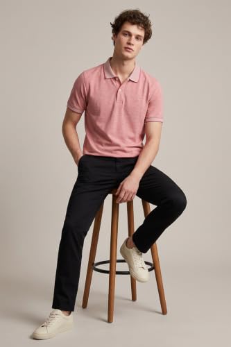 Image of Peter England Men's Premium Branded Regular Fit Half Sleeve Polo T-Shirt | Cotton Rich | Birds Eye Interlock Weave| No Pocket