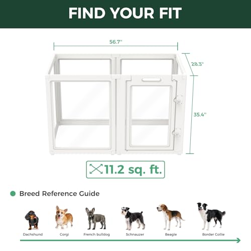 Image of FXW AuraSpace Acrylic Indoor Dog Playpen for Medium Dogs, 35 Inch, 6 Panels, White