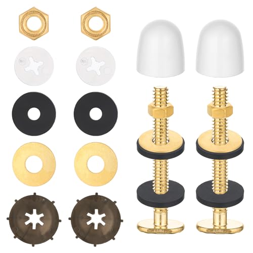 Toilet Bolts for Floor, 2 Pack Heavy Duty Toilets Floor Bolts and Caps Closet Metal Flange Bolt Kit...