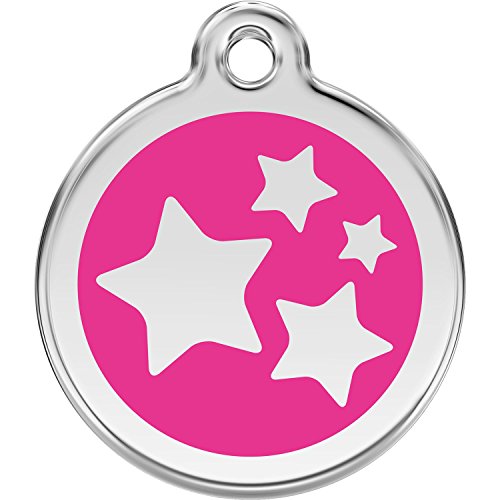 Red Dingo Personalized Stars Pet ID Dog Tag (Large Hot Pink)