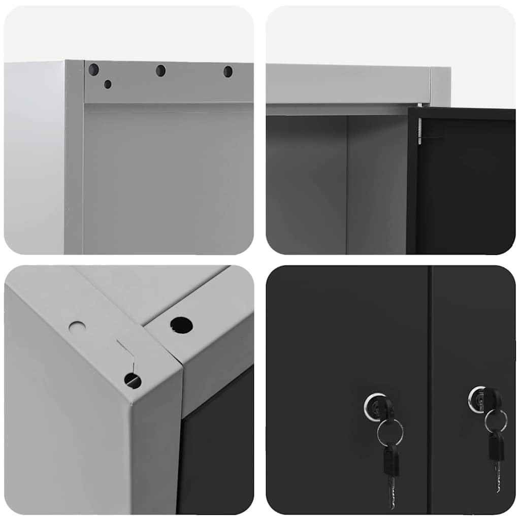 vidaXL Armario de Herramientas Negro y Gris 100 x 20 x 55 cm, Banco de Trabajo, Armario metálico para Herramientas, estantes Ajustables, organización práctica, diseño Moderno