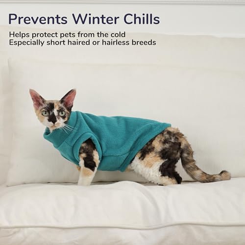 PUMYPOREITY Fleece Cat Vest, Thick Winter Shirt, Cold Weather Clothes, Soft Coat, Sweater for Cats, Pink, XL - Image 5