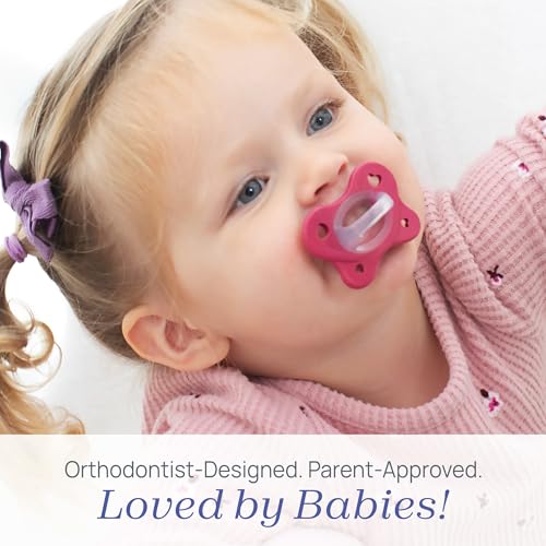 Image of Chicco PhysioForma Dual Soft Orthodontic Pacifier for Babies 16-24 Months, 100% Soft Silicone, Supports Breathing, One-Piece Design, Included Sterilizing Case, BPA Free, 2-Pack, Mulberry