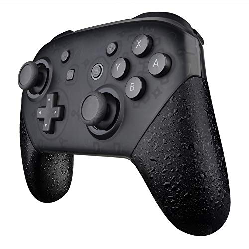 eXtremeRate Textured Black Replacement Handle Grips for Nintendo Switch Pro Controller, 3D Splashing DIY Hand Grip Shell for Nintendo Switch Pro - Controller NOT Included