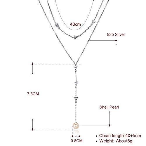 Collier en argent 925 avec perle d'exception et cristaux