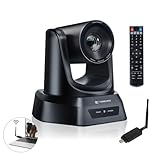 TONGVEO Wireless AI PTZ Camera with Auto-Tracking: Built-in 5.8GHz Receiver for Cable-Free Setup, 1080P 60fps 3X Zoom Conference Camera for Church Services, Online Classes & Hybrid Meetings