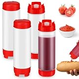 Bloepum 4Pcs Squeeze Bottles Refillable 20 Oz,Inverted Plastic Tip Large Valve Dispenser Condiment Squeeze Bottle