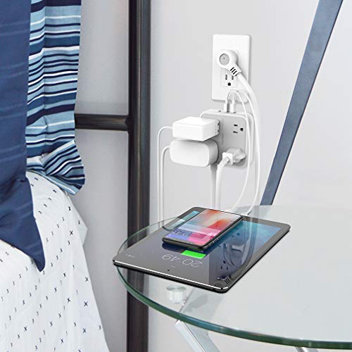 Long Extension Cord 10 Ft With Usb Ports, Tessan Flat Plug Power Strip With 4 Widely Spaced Outlets, Desktop Charging Station With Overload Protection, Wall Mount For Home, Office, Travel, Cruise #TOP5