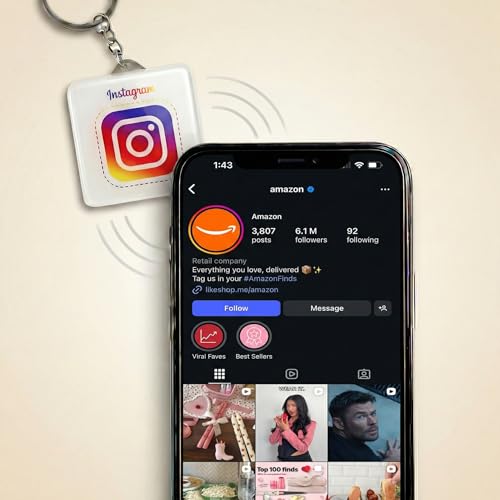 Image of Instagram NFC QR Code Keychain Tag, Tap or Scan to Open Profile, Change Link Anytime, Premium Acrylic 2 Inch, Key Ring Included, Works with iPhone and Android