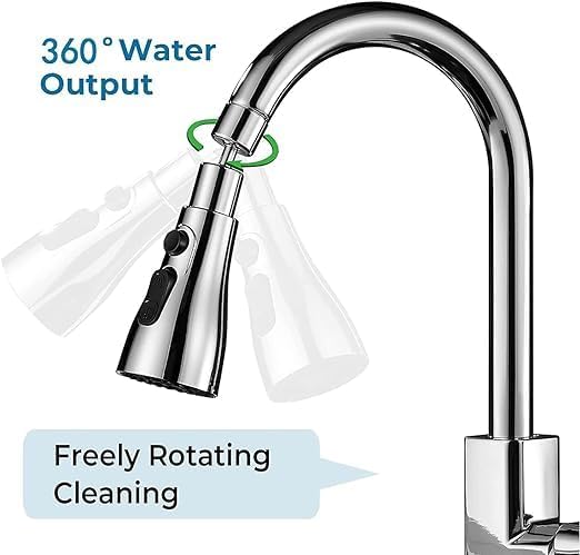 Image of Faucet Aerator with 3 Modes, 360 Rotating Tap Extender with Filter & 2 Adapters, Water Saving Kitchen & Bathroom Sink Attachment (Silver)