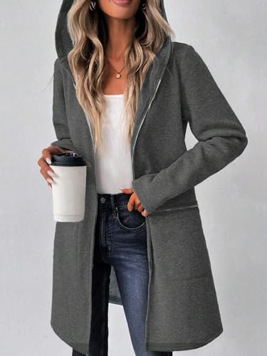 Chic and Cozy: Women’s 2025 Fall Winter Gray Hoodie Jacket, Long Sleeve, Drop Shoulder, Zipper, Small Size - Image 4