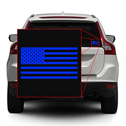 Image of American US Flag [Pick Color /Size] Vinyl Decal Sticker for Laptop /Car /Truck /Window /Bumper (18in x 10in, Matte Blue)