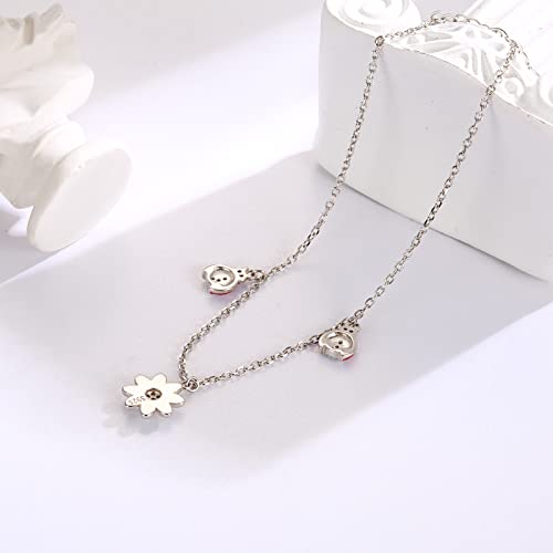 Ogoodsunj 925 Sterling Silver Ladybug Daisy Leaves Necklace Earrings Rings Pendant Anklet Jewelry Set #TOP4