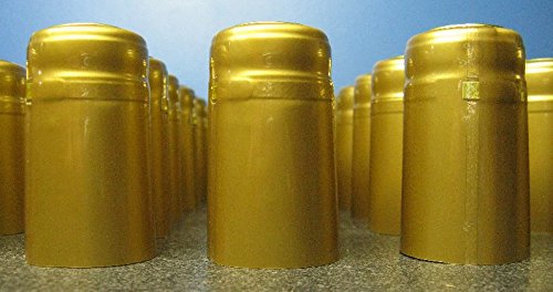 LARGE GOLD SHRINK CAPSULES 100 32X60 NUGGET GOLD Winery Quality PVC Shrink Caps for Winemaking and Bottling Wine Vinegar Sauce