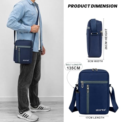 Image of Storite 10 Inch Stylish Padded Mini Sling Crossbody Bag for Men and Women, Small Passport Travel Sling Bag With Water Bottle Pocket