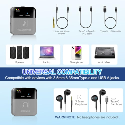 SINWE P12 Wireless in Ear Monitor System, 2.4GHz Wireless IEM System - 24bit/48kHz HD OTG Monitoring, Auto-Pairing Transmitter & Beltpack Receiver for Live Stage, Church, Studio