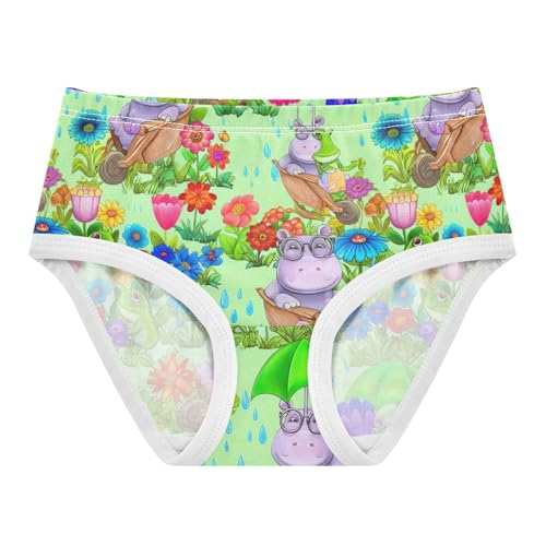 Joisal Cotton Girls Underwear Toddlers Cute Funny Hippo Green Little Girl Panties Pattern Undies Kids Briefs 2t