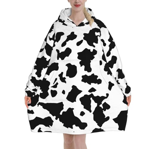 Sweat à capuche couverture motif vache pour adulte