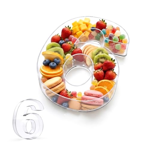Image of Pooqla 10 inch Acrylic Number 6 Charcuterie Tray for 6th Birthday Decorations
