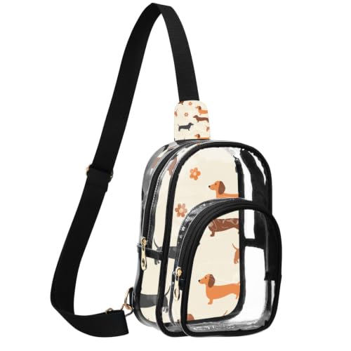 Bolso transparente antirrobo linqin con cómoda correa de algodón y diseño de perro salchicha 2