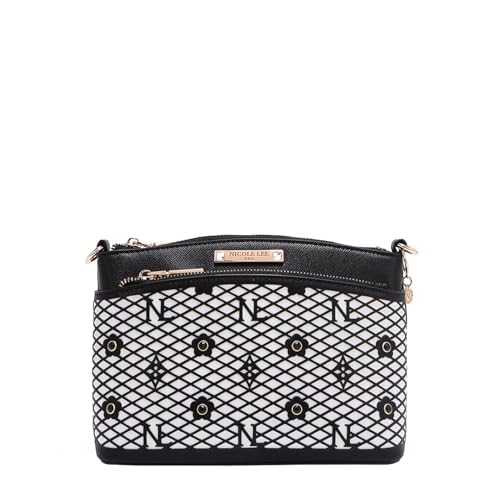 Nicole Lee Vegan Leather Crossbody Bag, Floral Lasercut Design with Rhinestones2