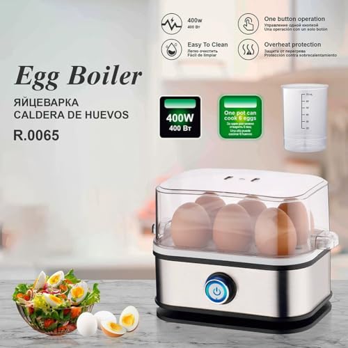 FACULX 6-in-1 Eierkocher aus Edelstahl mit automatischer Abschaltung zum Kochen, Pochieren, Scrambling und Omeletts, 400 W, kompaktes Design für Küchenarbeitsplatte – Bild 6