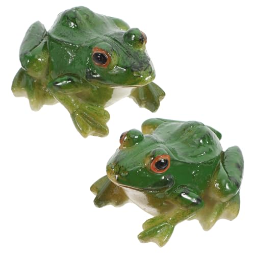 EPIGEIST 2 Stück Resin Frosch Figurine Miniatur Wetterfest Deko für Garten Büro Wohnzimmer Langlebige Handgefertigte Harzfiguren als Niedliche Mikro landschaftsdeko