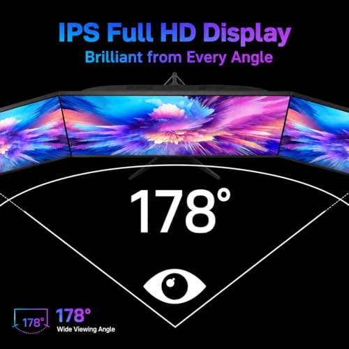 Image of 24 Inch Gaming Monitor, FHD 1080P IPS Display, 100Hz Computer Monitor, 3ms MPRT, Built-in Speakers, HDMI & DisplayPort, VESA Mount, Low Blue Light, Flicker-Free, 16.7M Colors