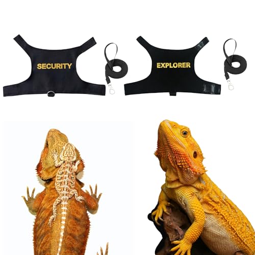 Image of Lizards Clothes with Leash Set for Bearded Dragon Geckos Reptiles Apparel Lizard Reptiles Harness Hand-Made for Bearded Dragon Lizards Geckos (Security+Explorer)