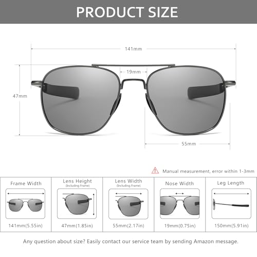 Image of SUNGAIT Men's Military Style Polarized Pilot Aviator Sunglasses - Bayonet Temples