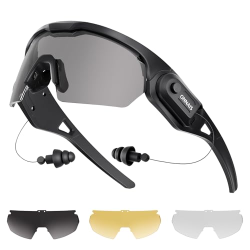 ONNAIS Shooting Glasses with Earplugs - ANSI Z87.1+ Safety Glasses with Detachable NRR 32dB...