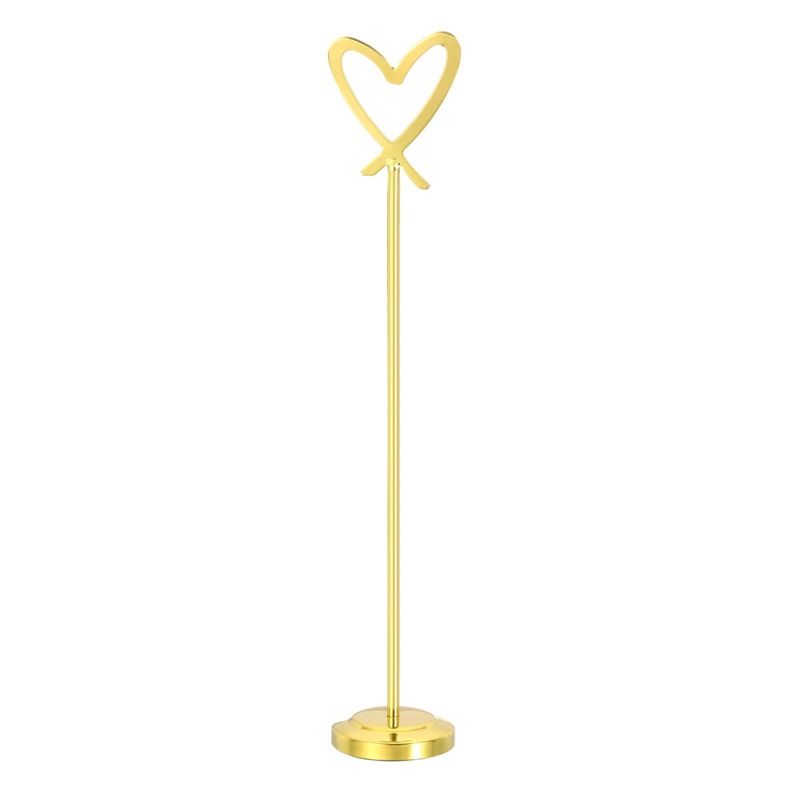 PATIKIL 2 Pcs Stainless Steel Table Number Holder, 300 x 52 mm Mini Place Card Holders Heart-Shaped Table Sign Holders for Restaurant Hotel Cafe Wedding Party Office, Gold โ image 1