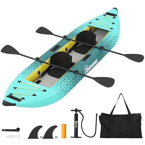 Outsunny 12.5 Inflatable Kayak Set 2-Person Sit on Canoe Blue and Yellow