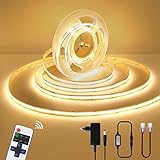 💡💡Dimmbare Helligkeit & RF-Fernbedienung：COB LED leiste 5m mit 11 Tasten RF Fernbedienung,Der Beleuchtungsmodus kann von 10% bis 100% Helligkeit umgeschaltet werden.Umschalten vom Beleuchtungsmodus in den dynamischen Modus oder zwischen verschiedenen dynamischen Modi.Sie können je nach Szene verschiedene Helligkeitsstufen und Modi auswählen. Die Memory Modus Funktion behält den Lichteffekt vom letzten Ausschalten bei.
