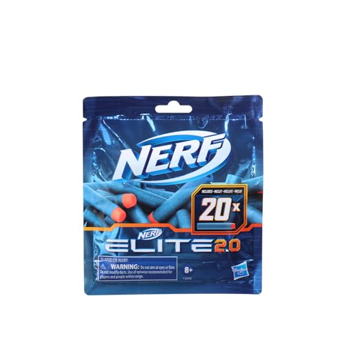 Nerf, Kit de 20 Dardos de espuma Elite 2.0 - Compatível com todos os lançadores Nerf Elite, presente para crianças a partir de 8 anos