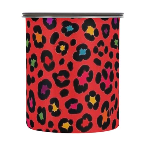 Contenedor para almacenamiento de café con diseño leopardo rojo