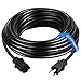 Clear Power 50 ft Heavy Duty Outdoor Extension Cord 12/3 SJTW, Black, Water & Weather Resistant Flame Retardant, 3 Prong Grounded Plug, DCOC-1145-DC